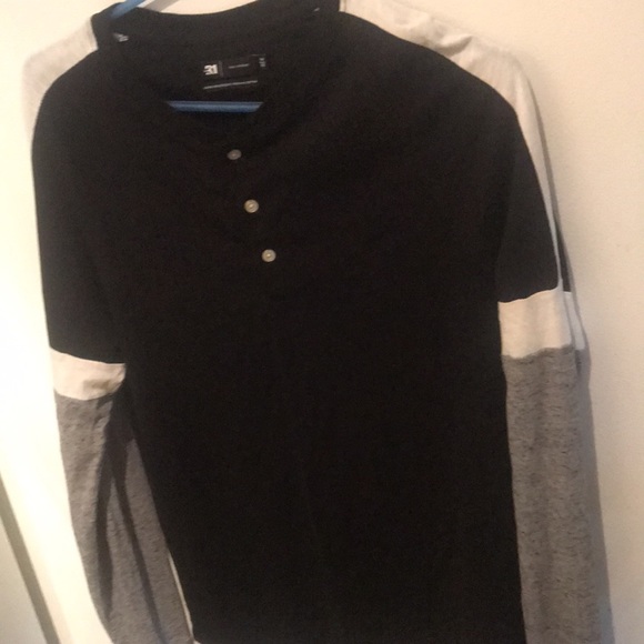 Stylish 3 tone long sleeve quarter button from Le 31 black, white and grey - Picture 3 of 3